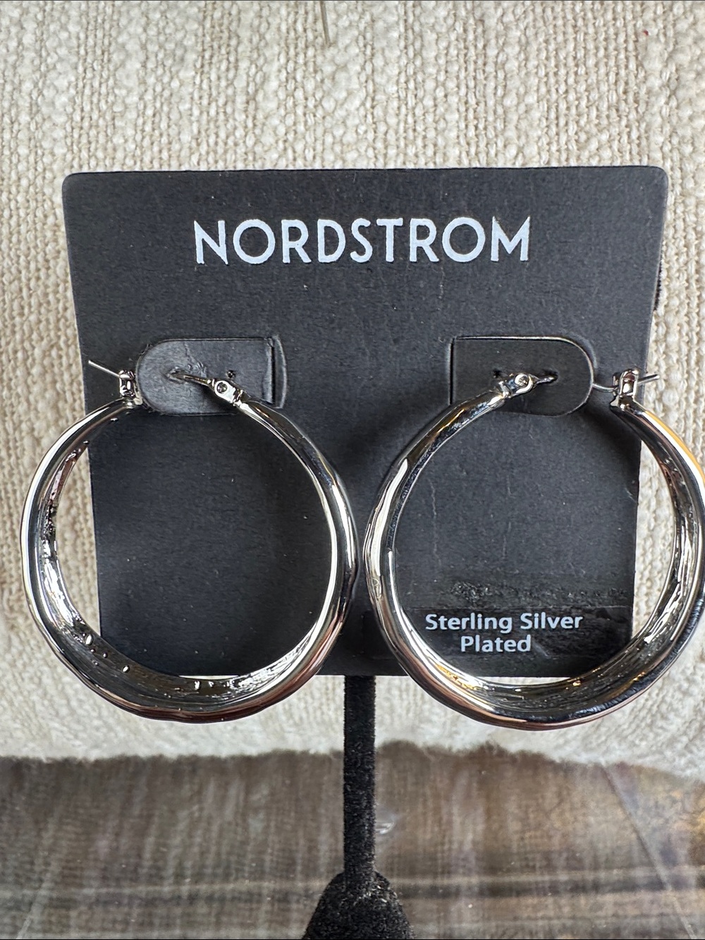 0781-Nordstrom Sterling Silver Plated-Tone‎ Hoop Earrings